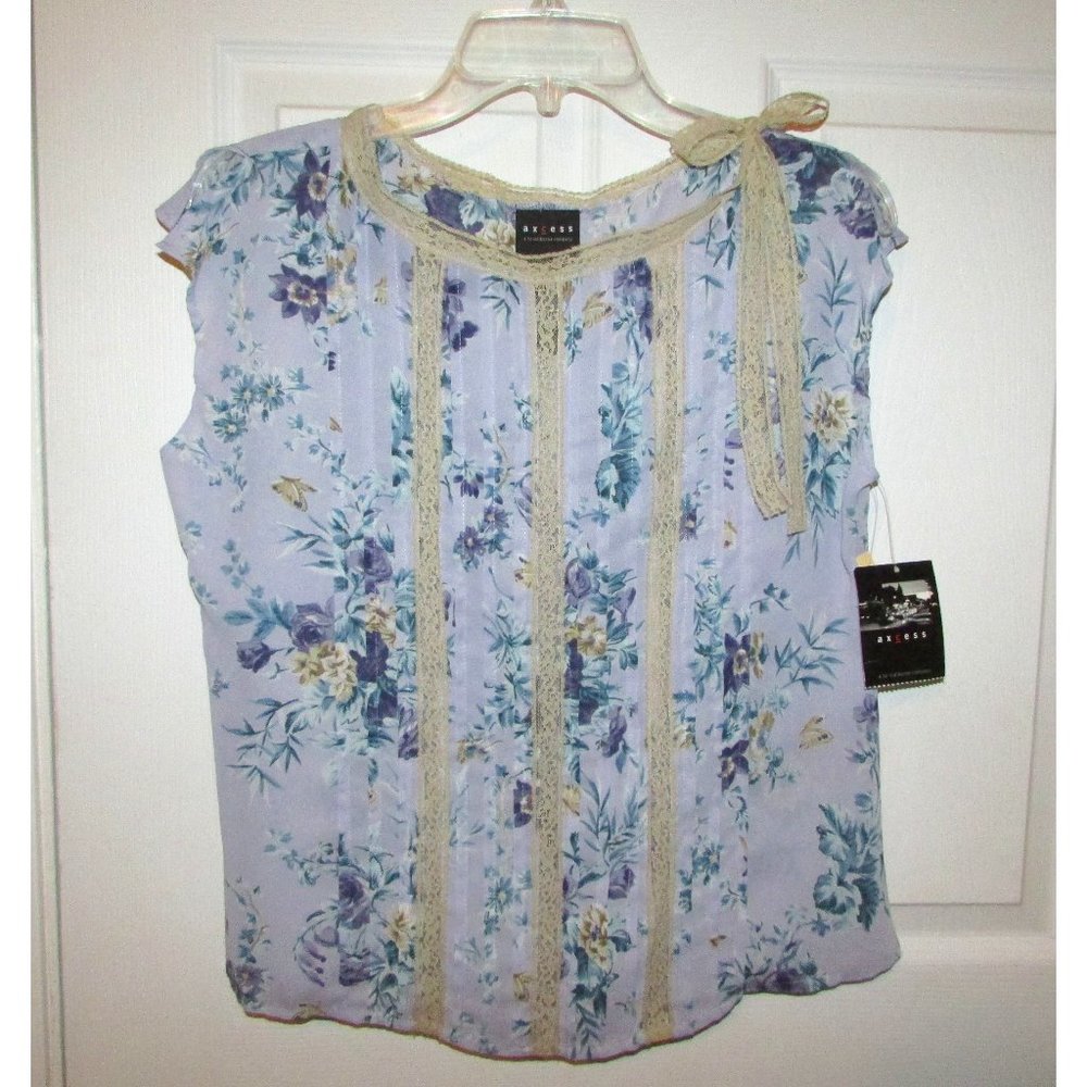 LIZ CLAIBORNE AXCESS Floral Lace Sleeveless Top Blouse - M - NEW - Picture 3 of 7